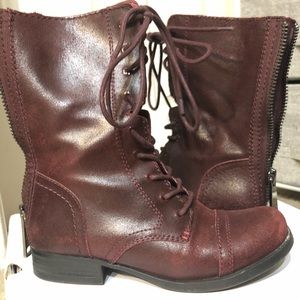 Aldo red suede combat boots